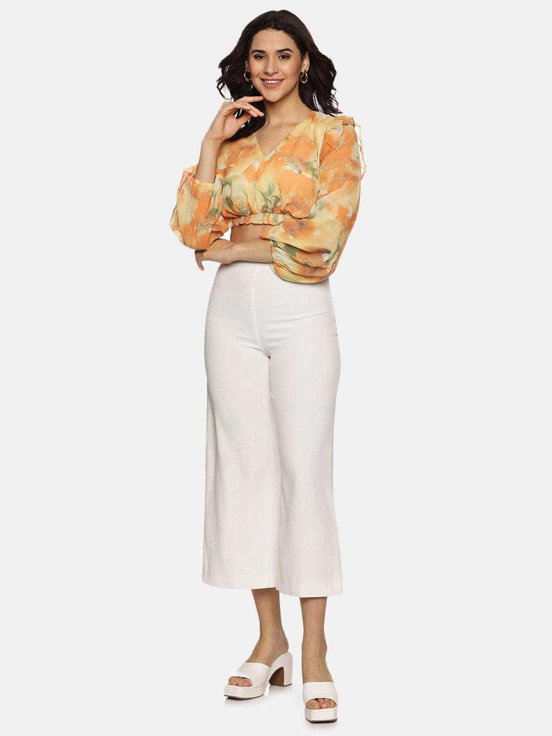 Buy Yellow Crop Top For Women In Long Sleeve