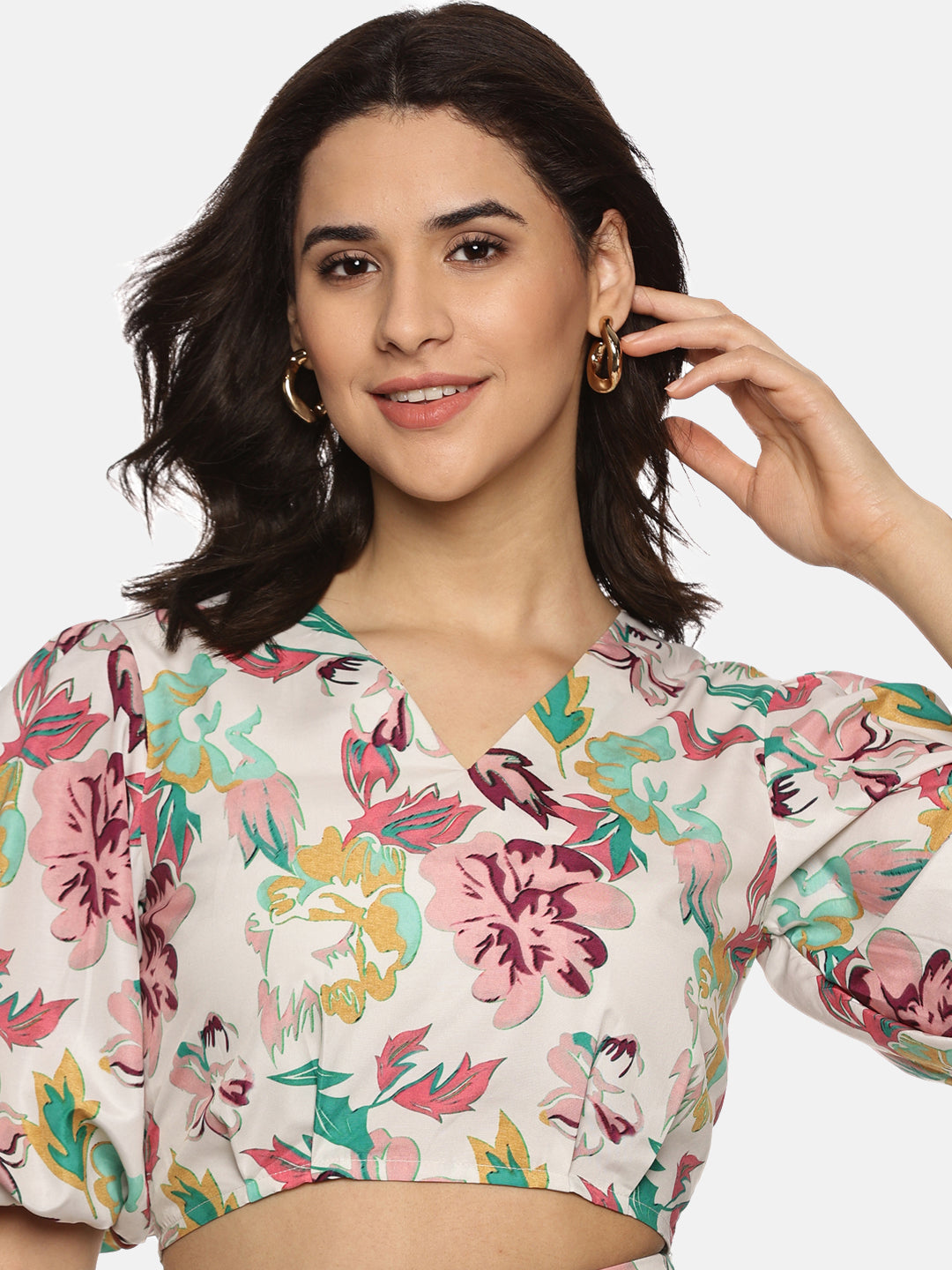Buy Multicolor Crop Top For Women In Puff Sleeve