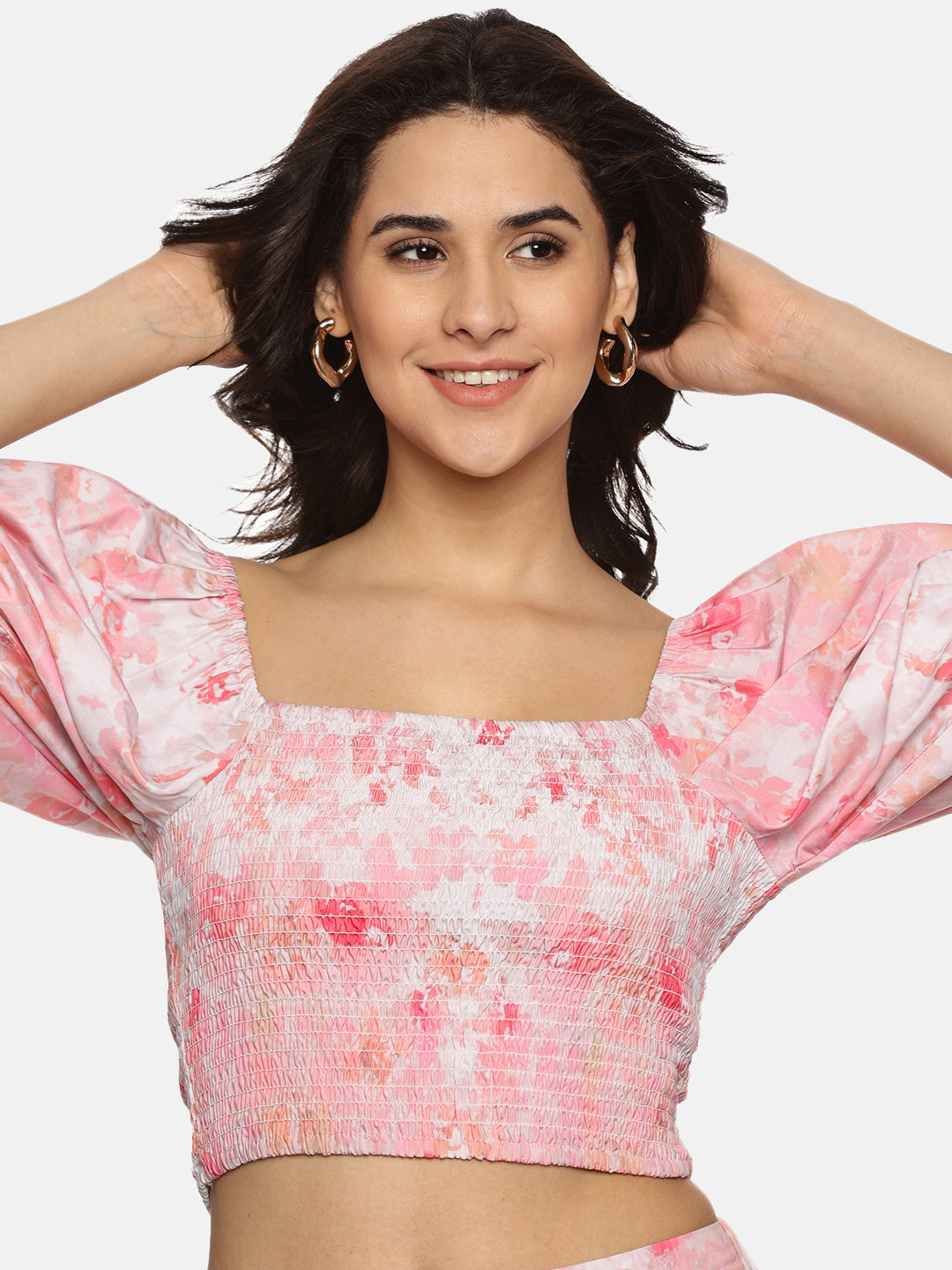 Buy Multicolor Crop Top For Women In Puffed Sleeve