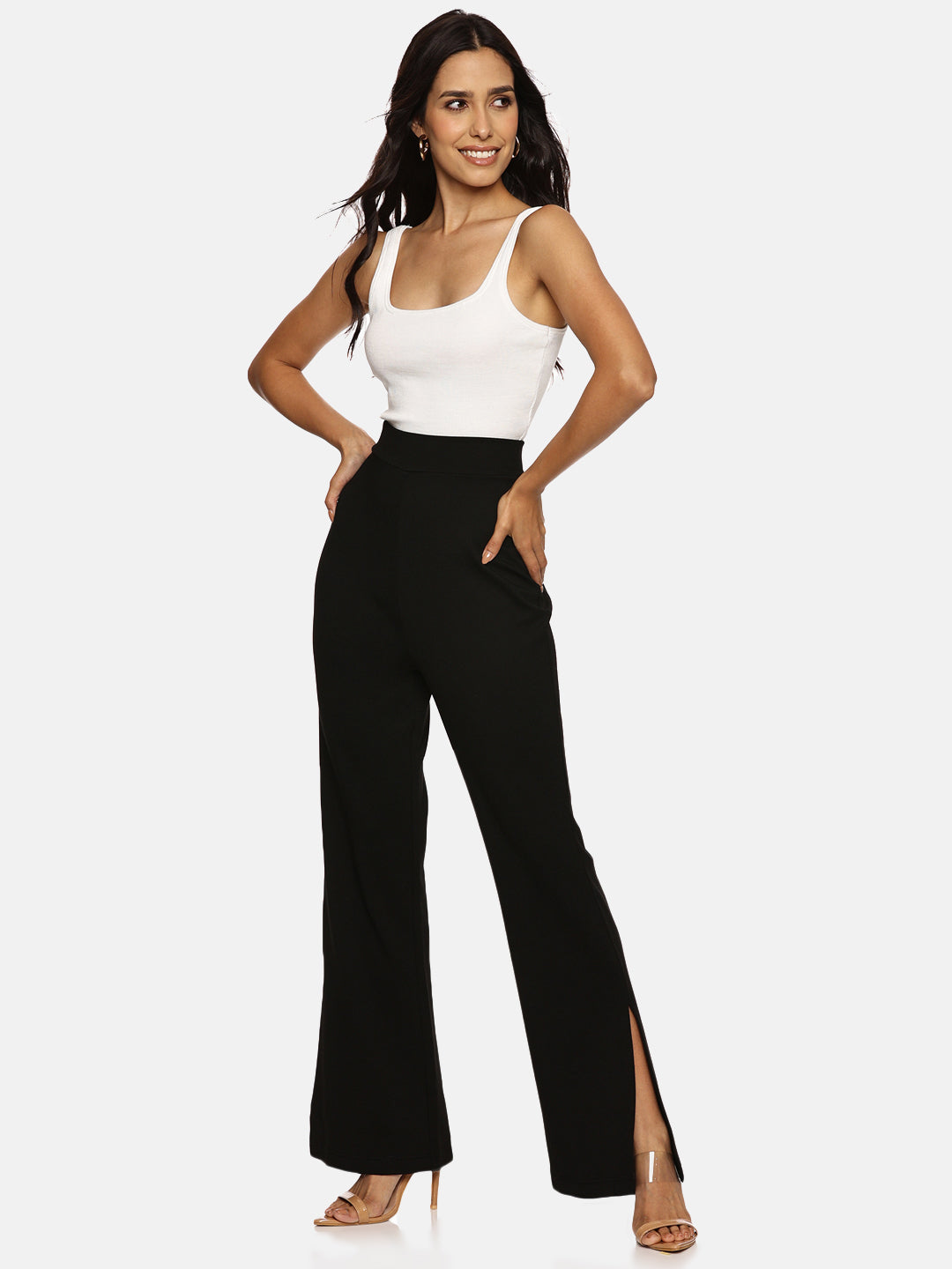 IS.U Black Flared Slit Pant