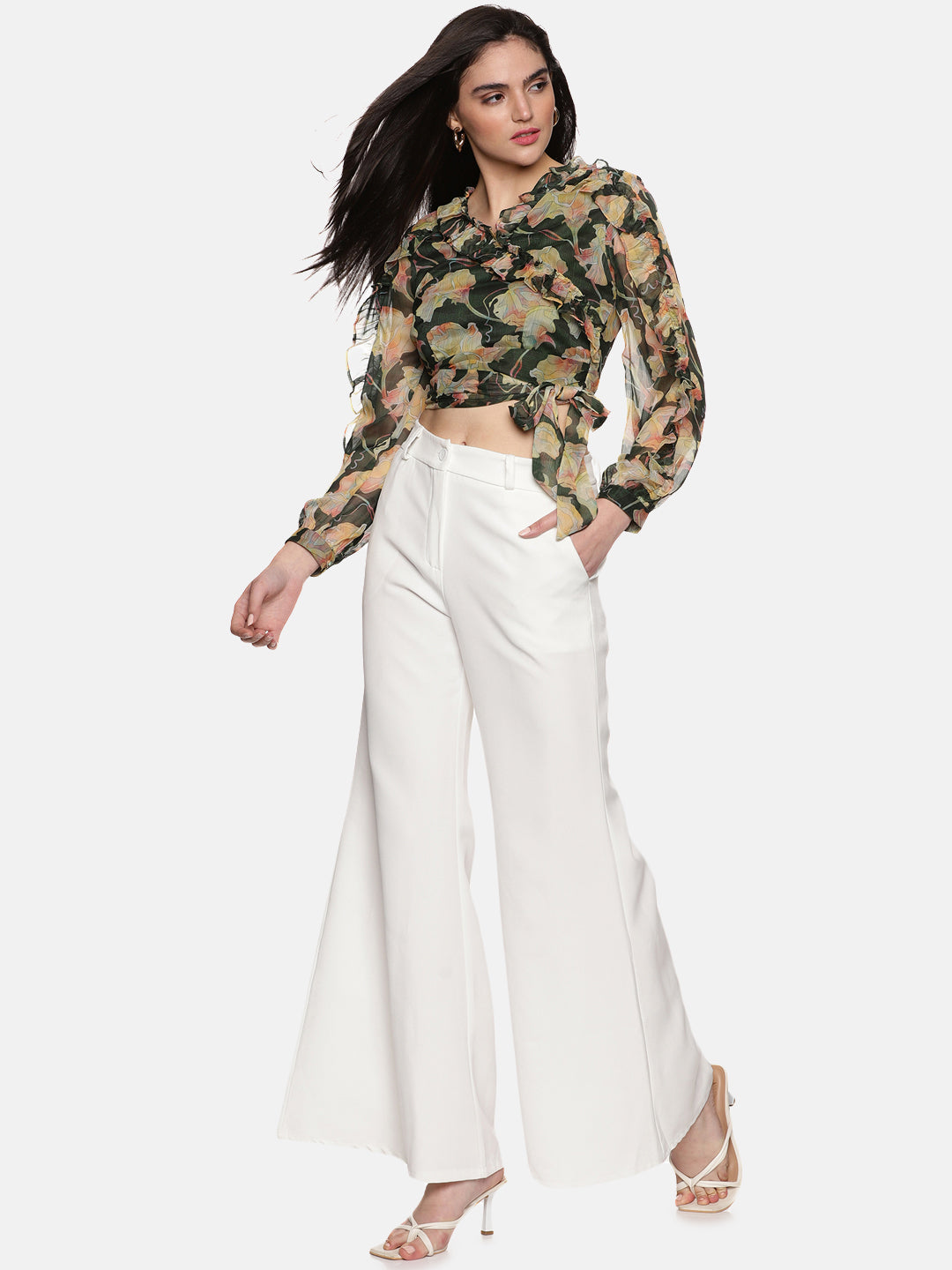 Buy Full Sleeve Crop Top For Women In Green