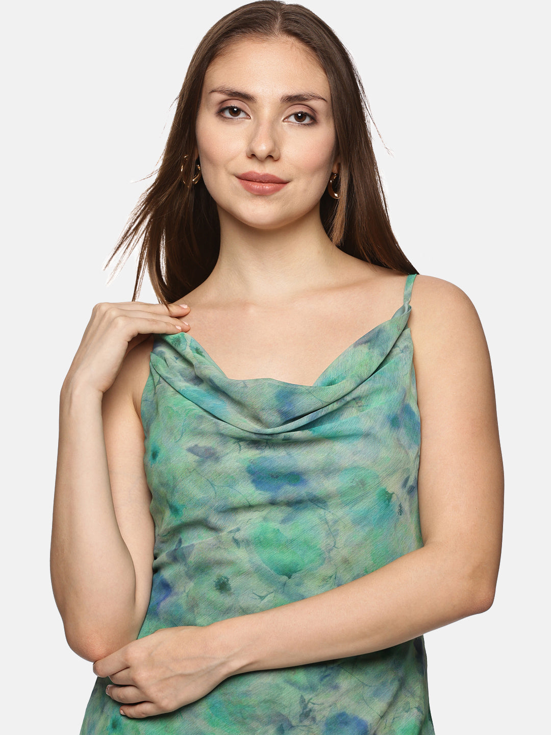 Green Cowl Neck Dress For Women
