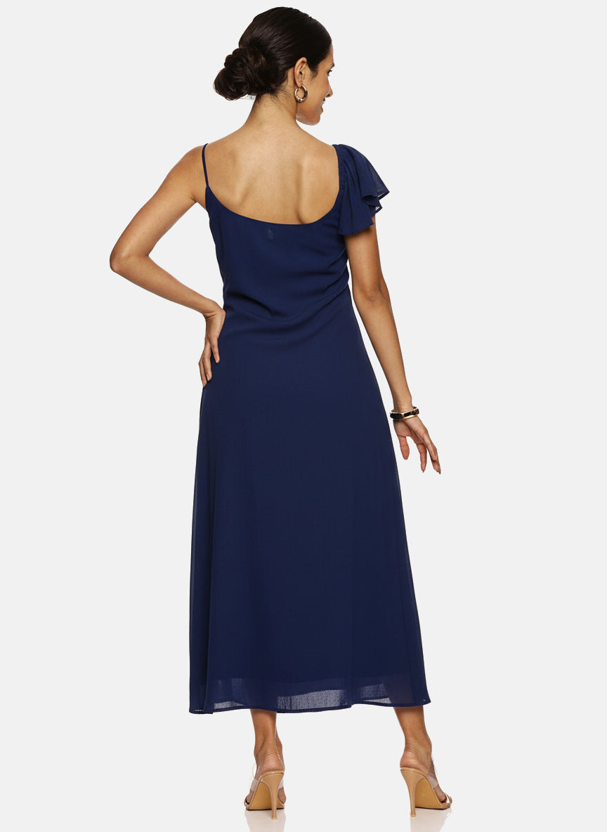 IS.U Blue Ruffle Maxi Dress