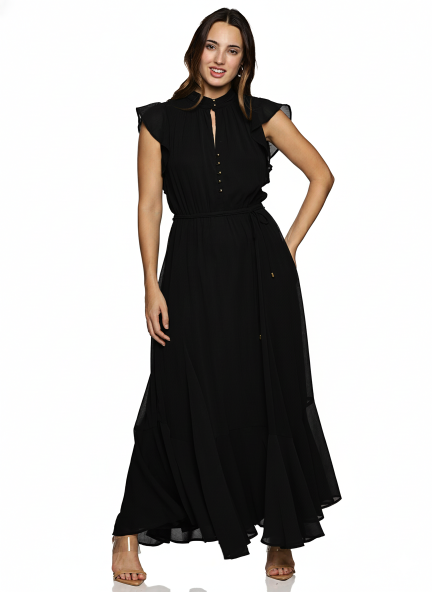 IS.U Black Frilled Dress