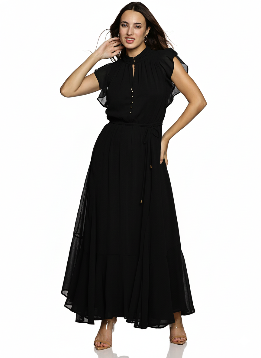 IS.U Black Frilled Dress