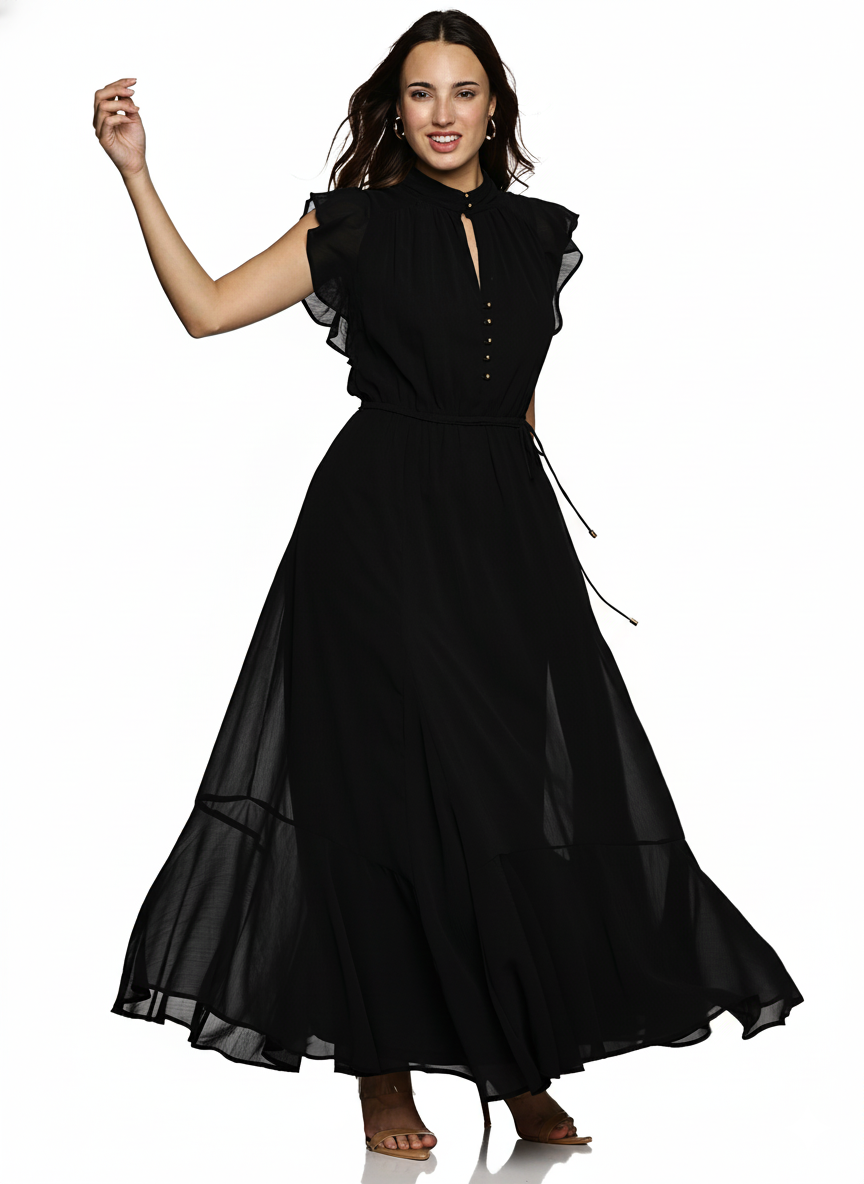 IS.U Black Frilled Dress