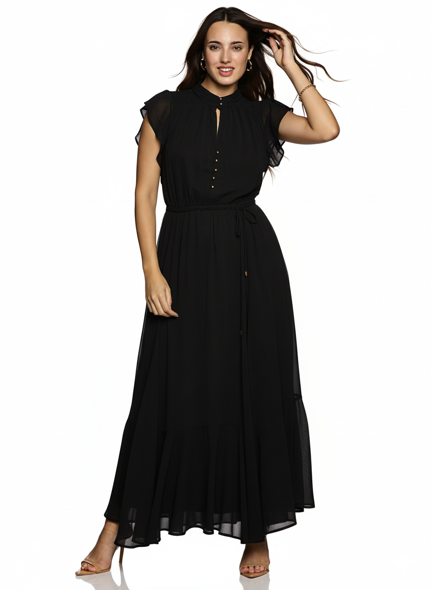 IS.U Black Frilled Dress