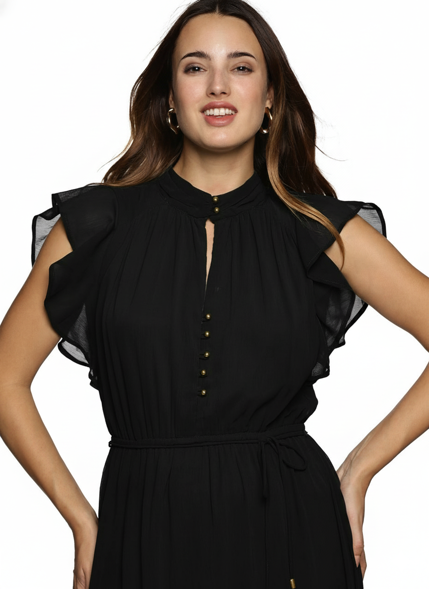 IS.U Black Frilled Dress