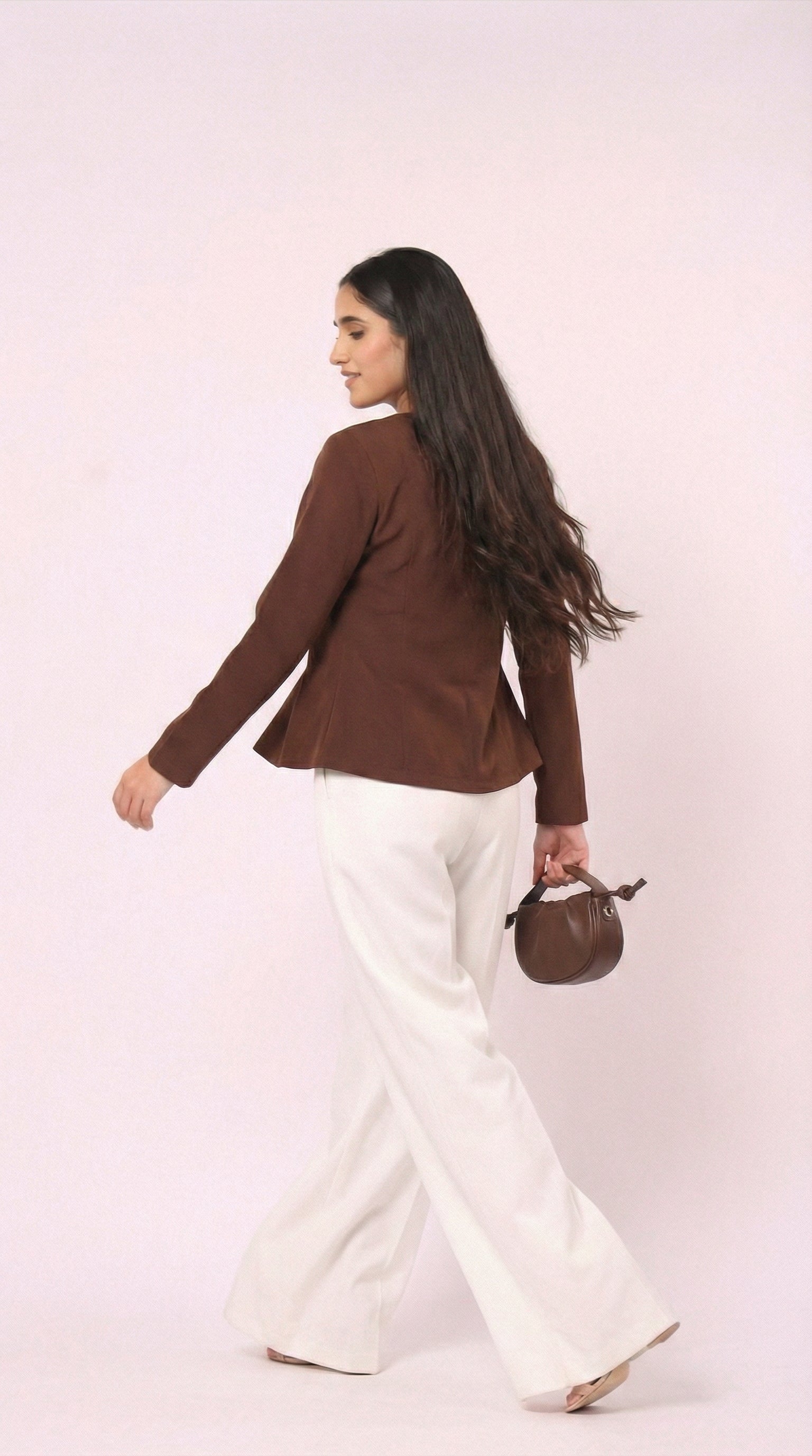 IS.U Taupe Button-Front Jacket Top