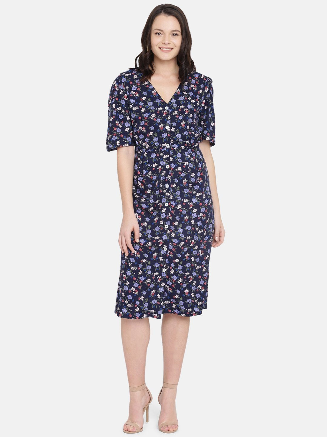 buy V neck midi dress