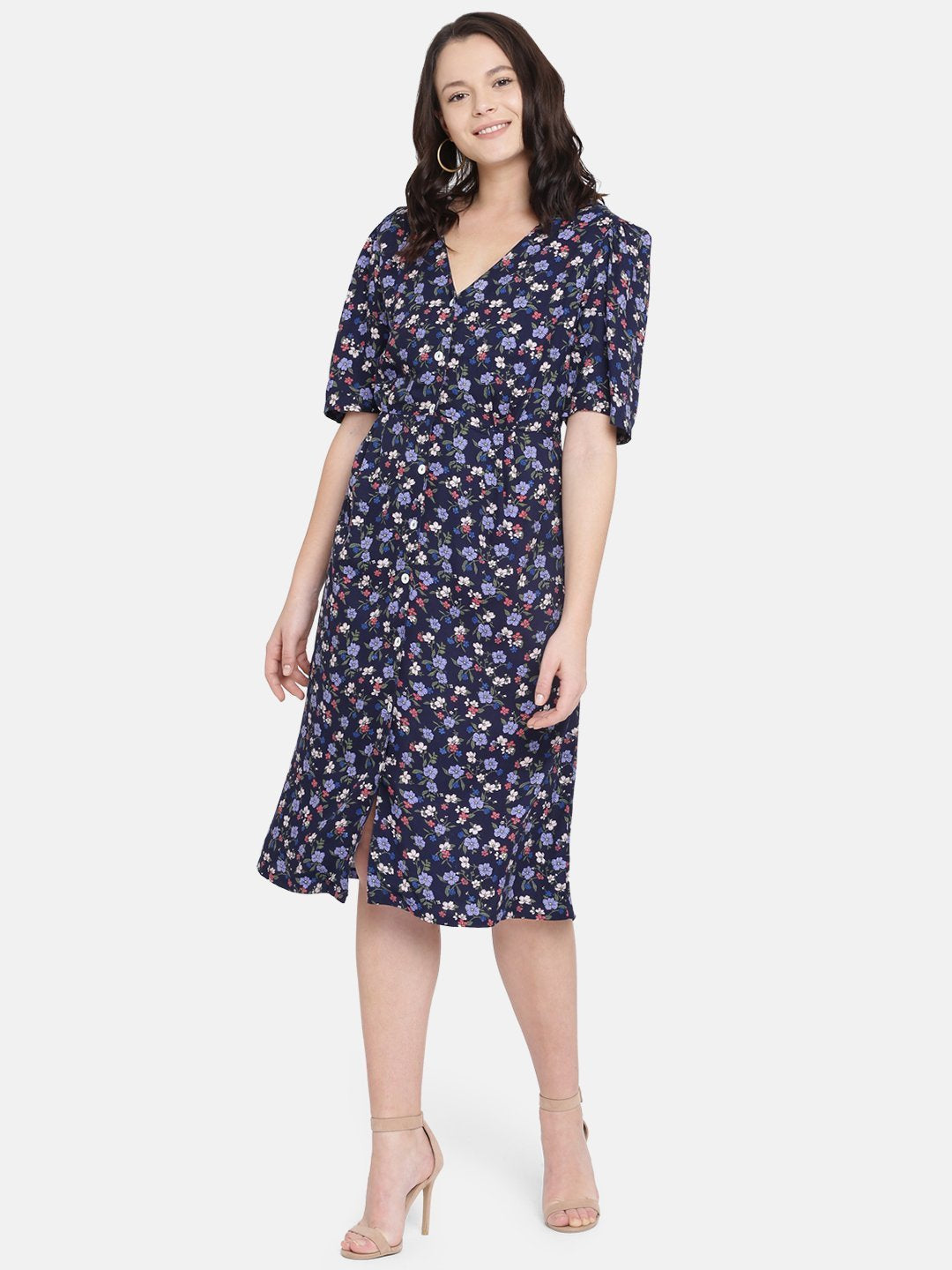 buy V neck midi dress