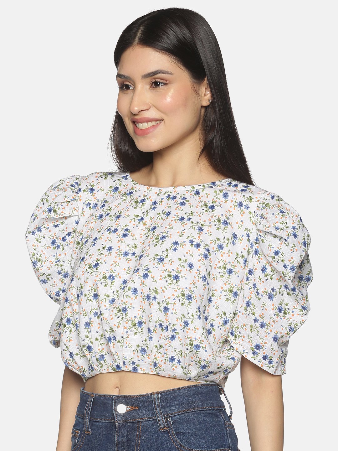 Buy Puff Sleeve Crop Top For Women