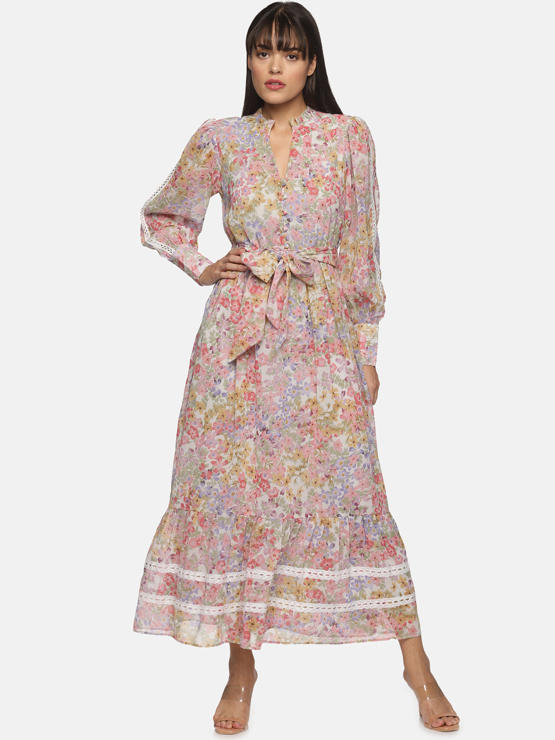 Long Sleeve Dress For Women In Multicolor 