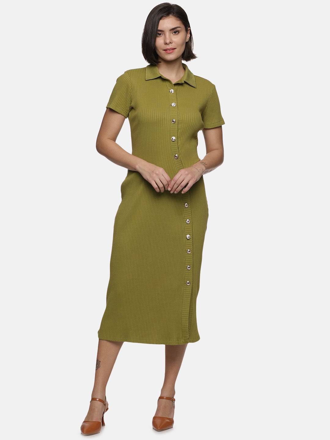 Modern Buttondown Knit Dress For Women In (XS TO 2XL) 
