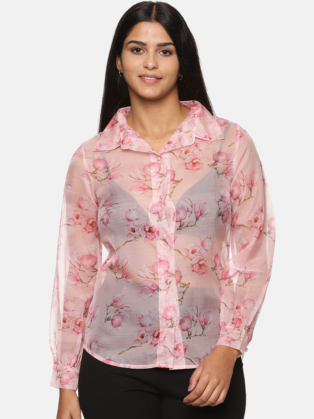 Pink Organza Top For Women