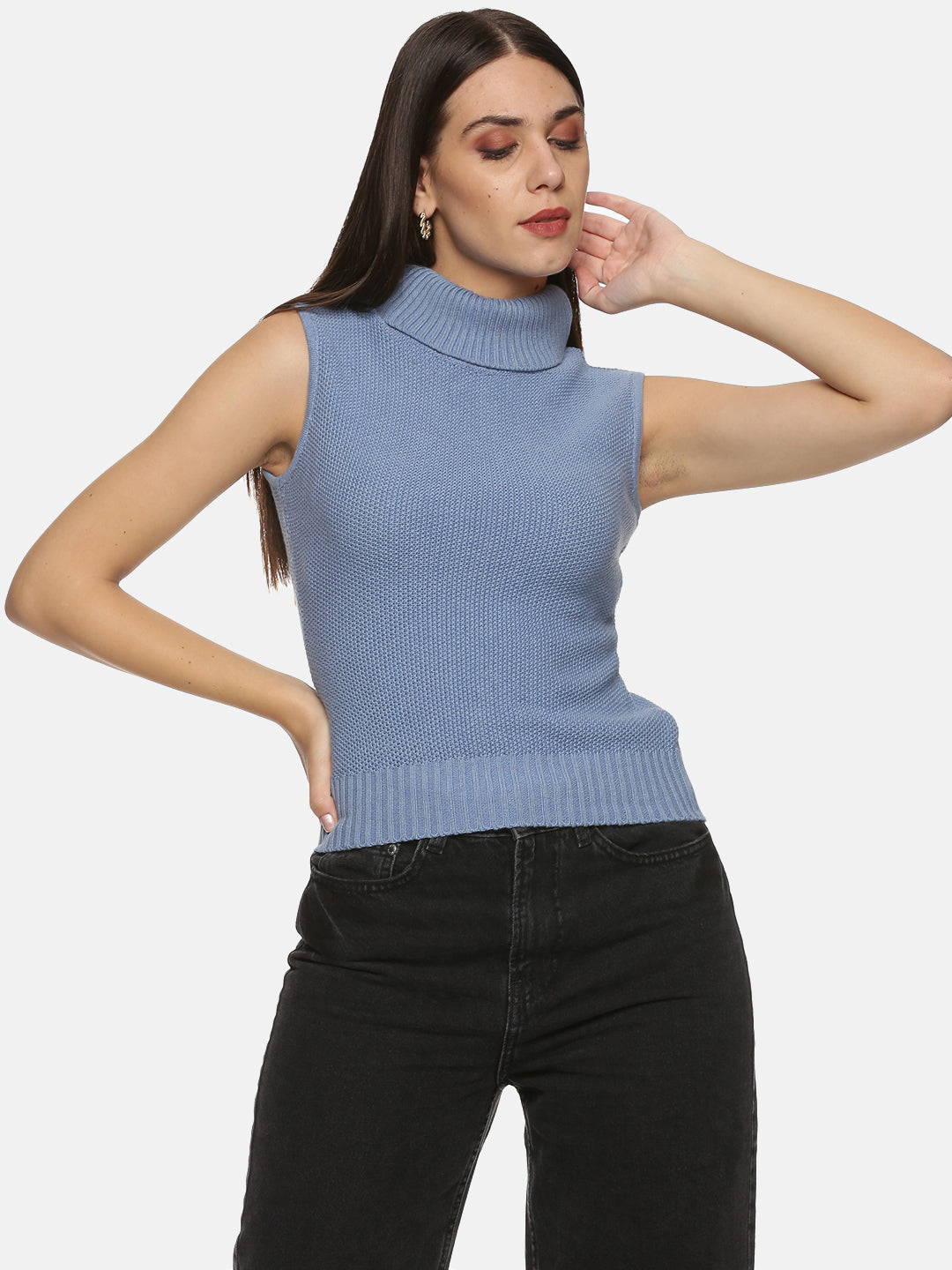 Blue hotsell sleeveless turtleneck