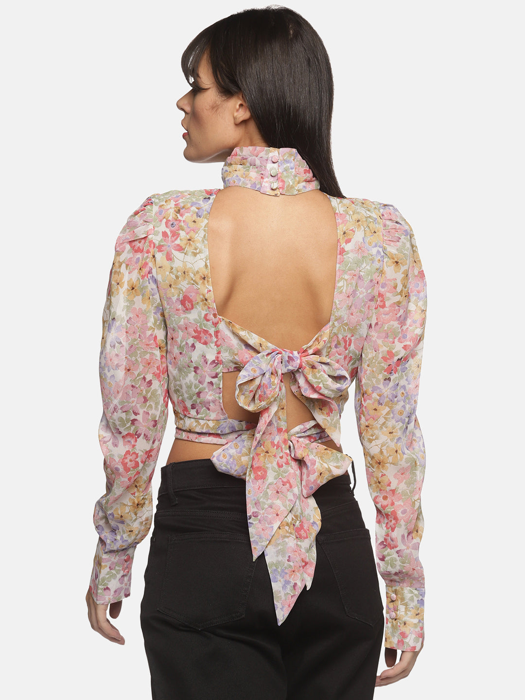 Buy Printed Multicolor Cut Out Top For Women