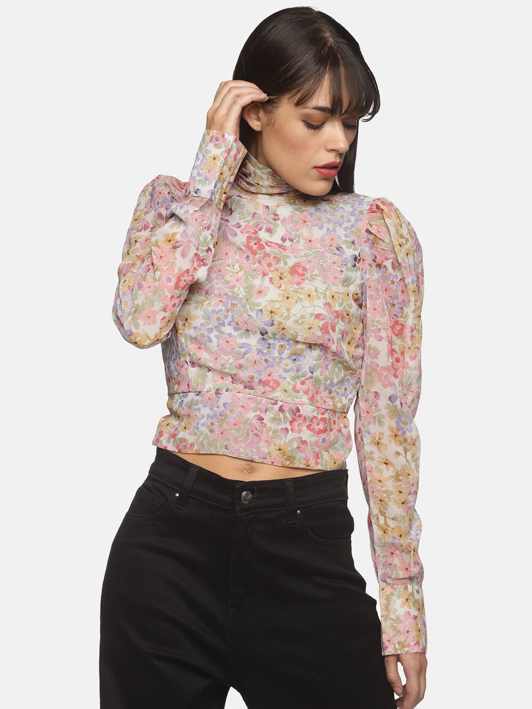 Buy Printed Multicolor Cut Out Top For Women