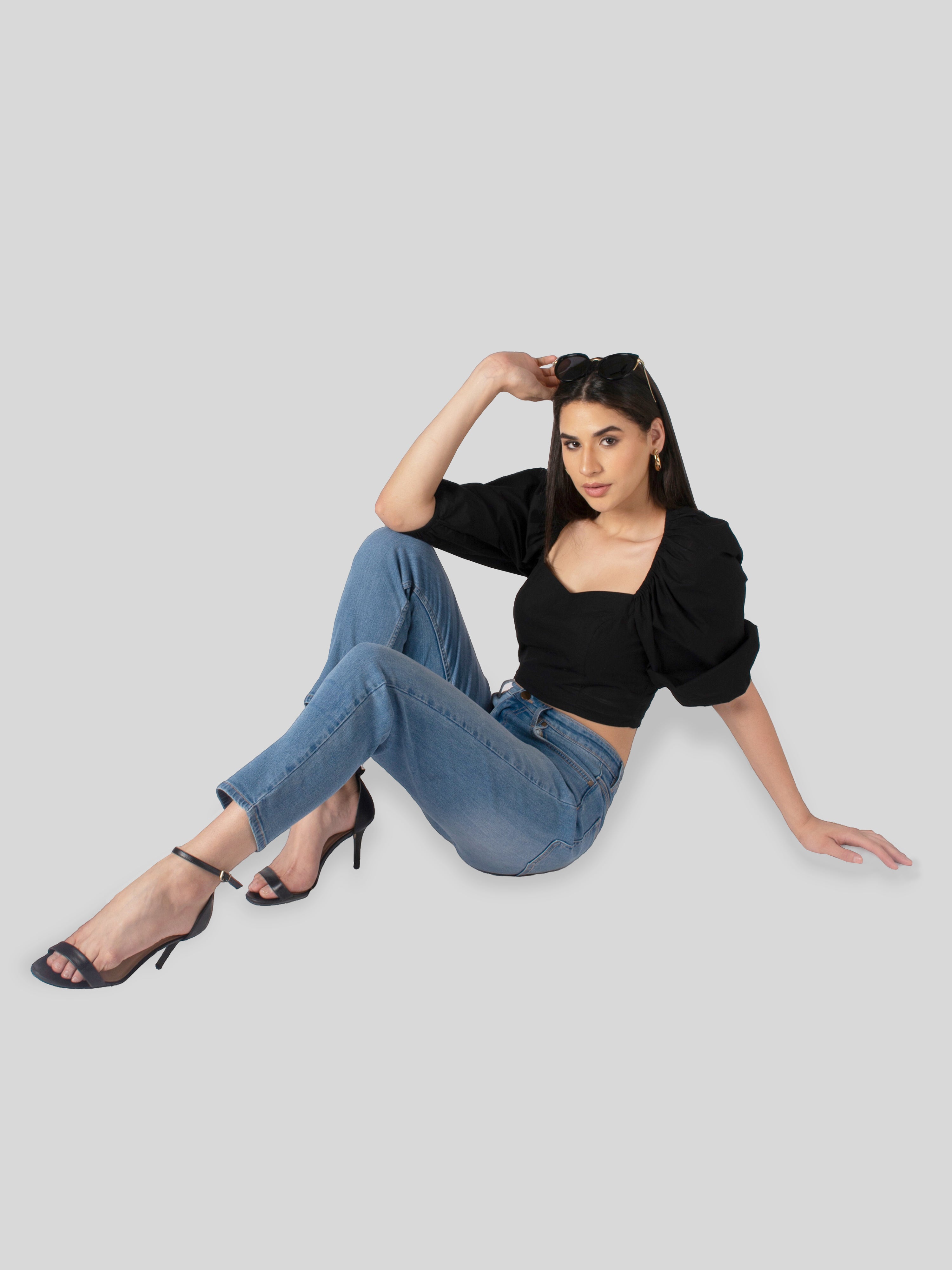 Straight Fit Demin Jeans For ladies