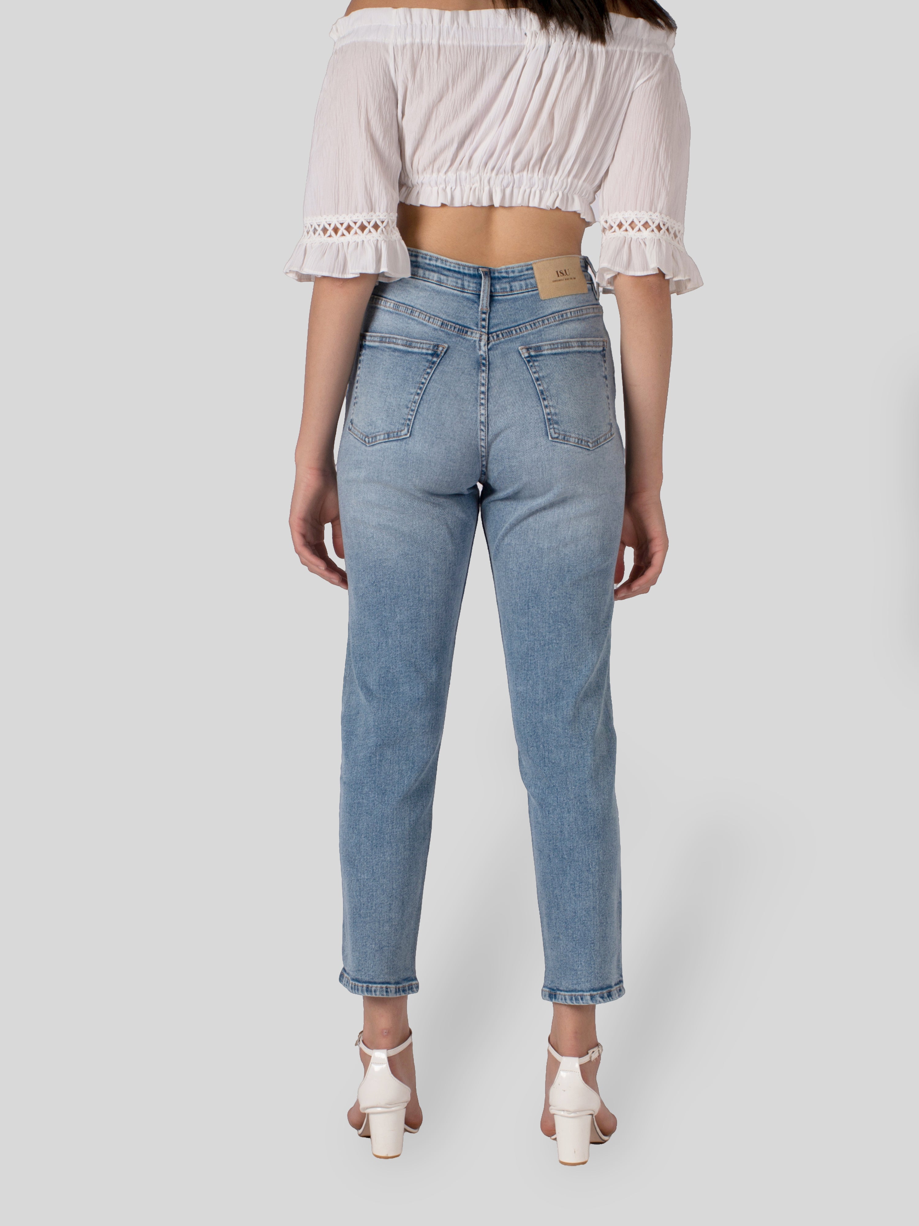 Stylish Light Blue Straight Fit Denim Jeans For Women