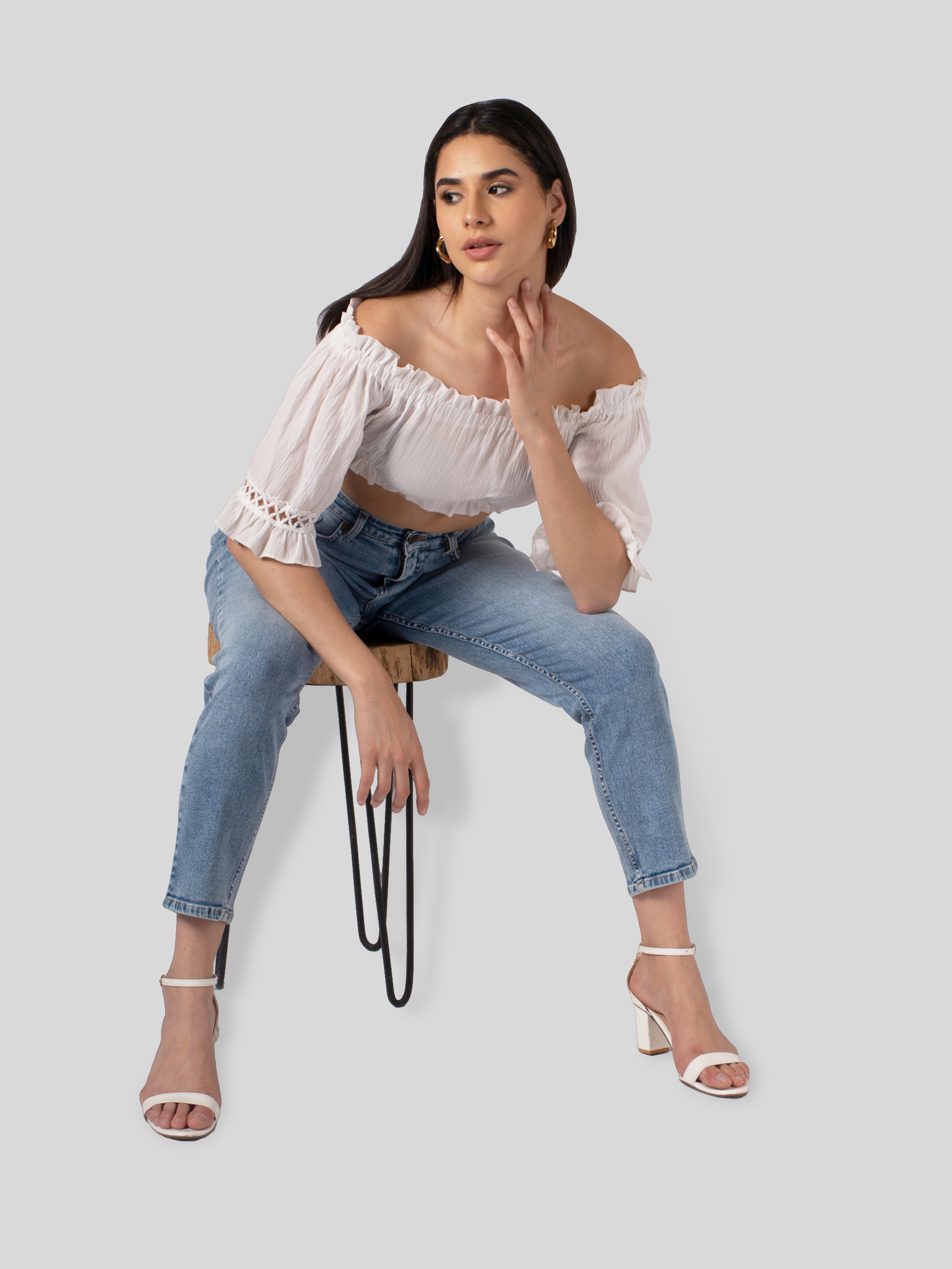 Stylish Light Blue Straight Fit Denim Jeans For Women