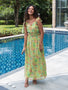 IS.U Floral Green Tie-up Detailed Maxi Dress