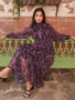 IS.U Floral Purple Front Tie Knot Midaxi Dress