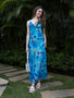 IS.U Floral Blue Cowl Neck Slip Dress