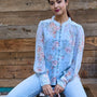 IS.U Floral Multicolor Cuffed Sleeve Lace Top