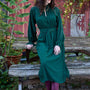 IS.U Green Belted Blouson Sleeve Dress