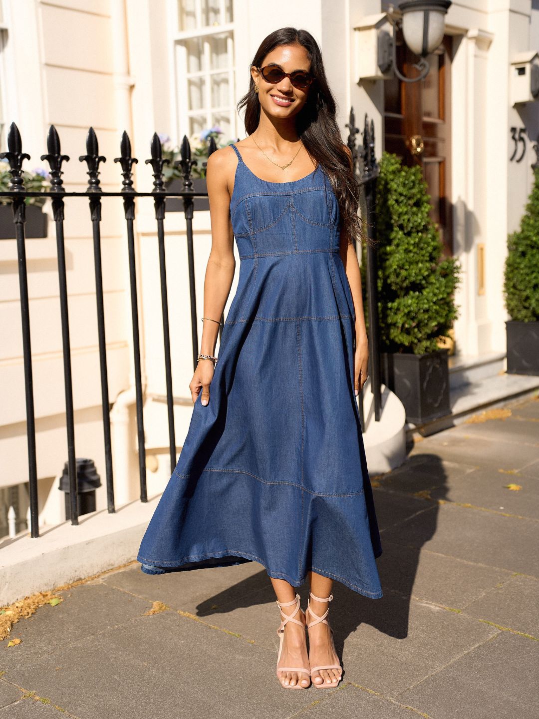 IS.U Light Blue Denim Midaxi Dress