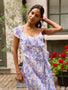 IS.U Floral Blue Ruffle Maxi Dress