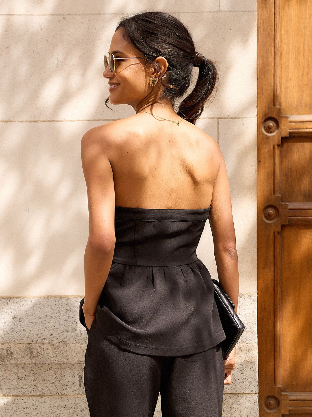 IS.U Black Strapless Buttoned Waistcoat