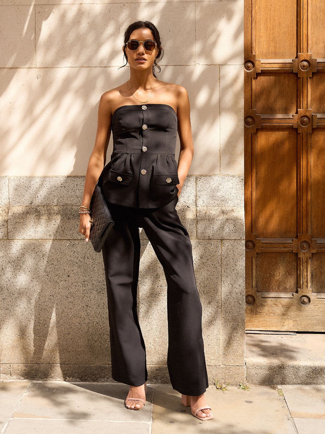 IS.U Black Strapless Buttoned Waistcoat