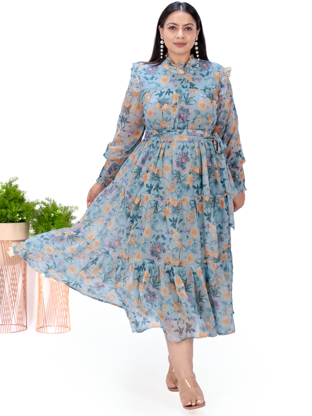 激安‼️未使用タグ付‼️ Tiered Floral Pleated Dress 17525_1_f6a6eeb9-72df-4f82-