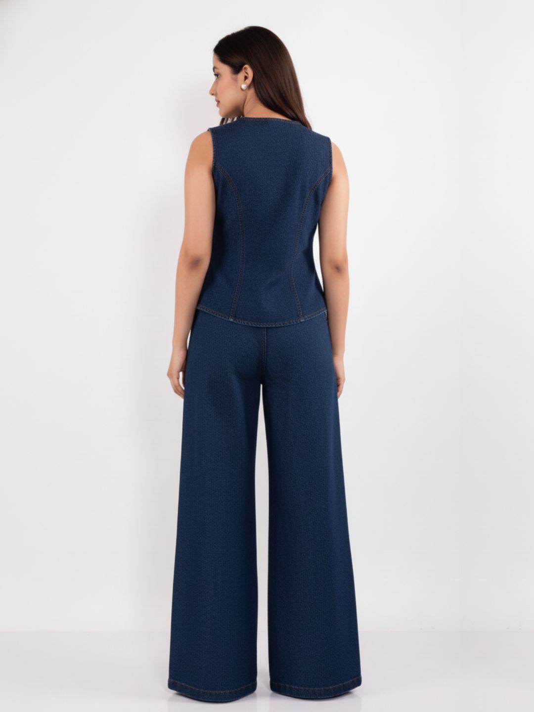 IS.U Dark Blue Structured Denim Co-ord Set