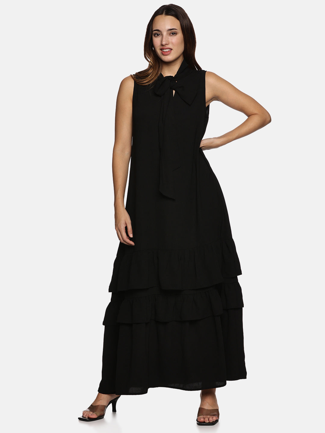 IS.U Black Tiered Sleeveless Dress