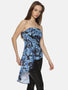 IS.U Floral Blue Flared Bandeau Top