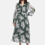 IS.U Floral Green Blouson Sleeve Maxi Dress