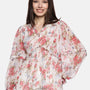 IS.U Floral Multicolor Blouson Sleeve Top