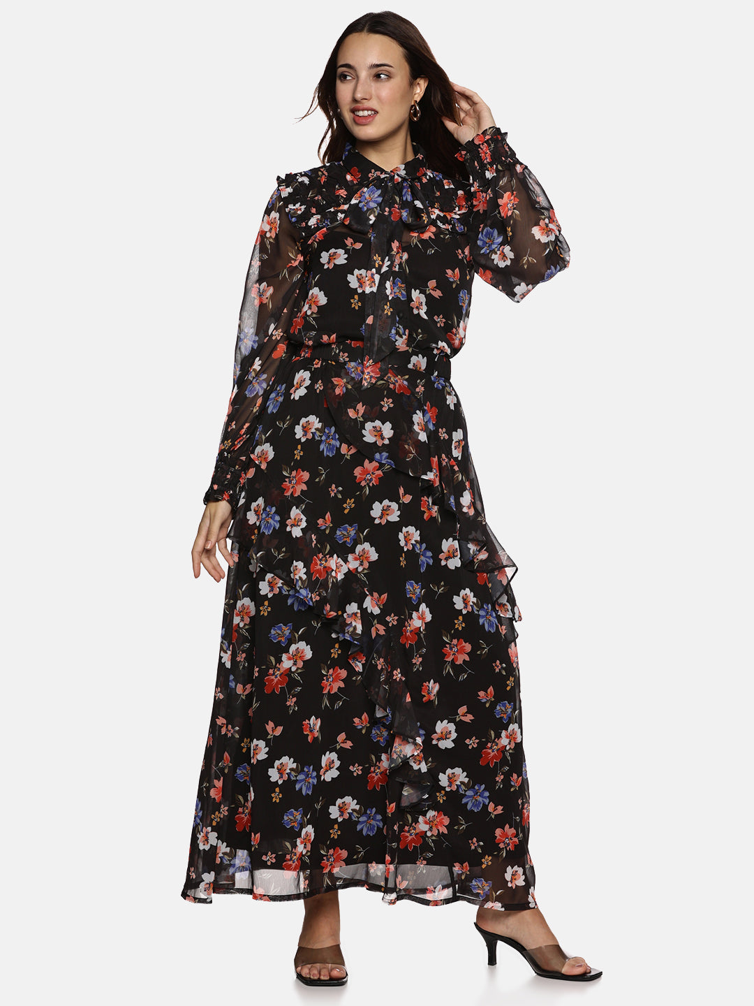 IS.U Floral Black Skirt and Top Co-ord set