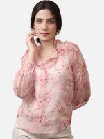 Load image into Gallery viewer, IS.U Pink Floral Organza Top

