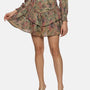 IS.U Floral Brown Ruffle Mini Skirt