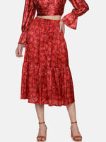 Load image into Gallery viewer, IS.U Floral Maroon Button Down Skirt