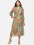 IS.U Floral Multicolor Smocked Waist Midaxi Dress