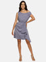 IS.U Solid Blue Granite Ruffle Dress
