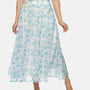 IS.U Floral White Flared Midaxi Skirt