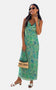IS.U Floral Green Cowl Neck Slip Dress