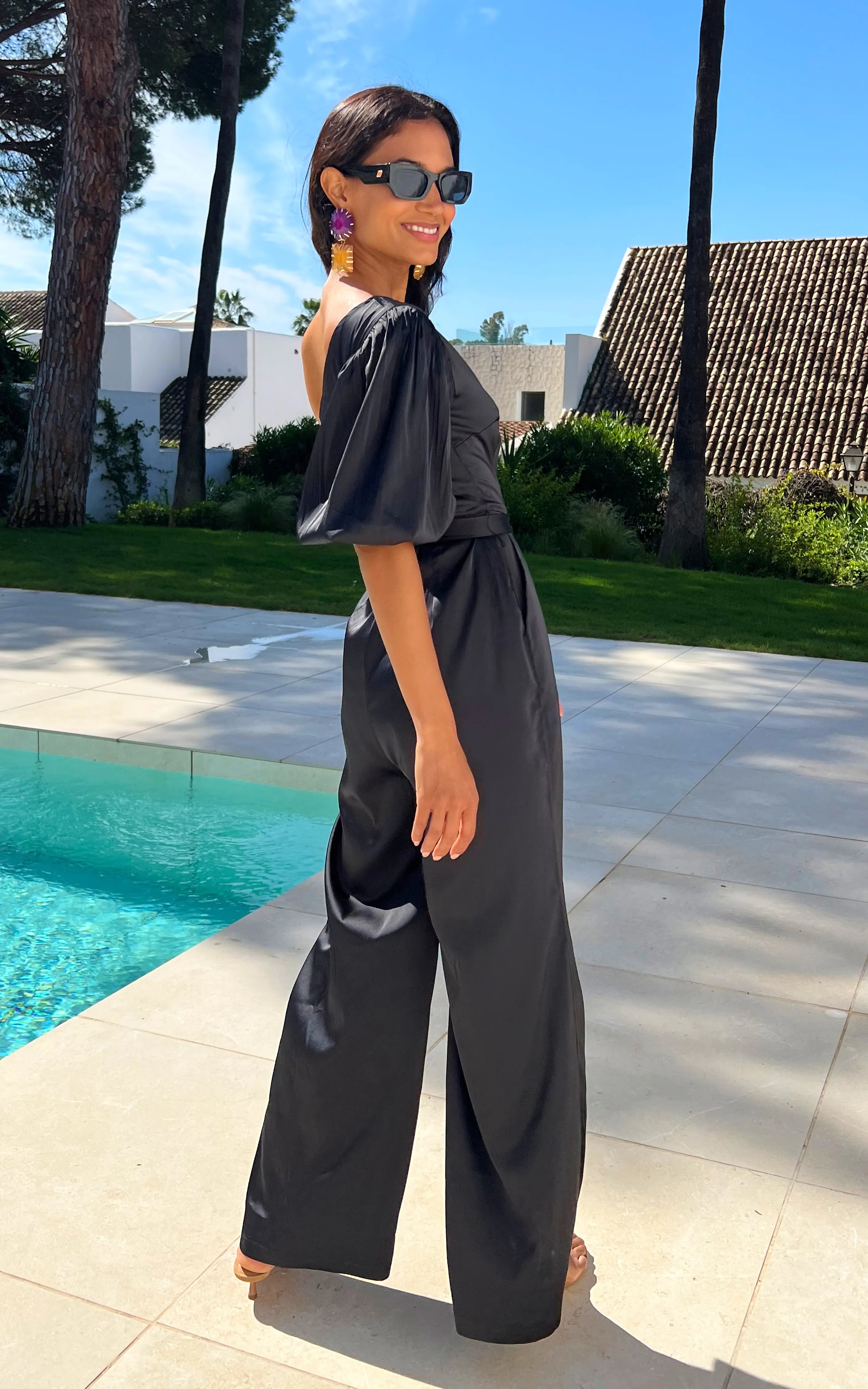 IS.U Black One Shoulder Jumpsuit