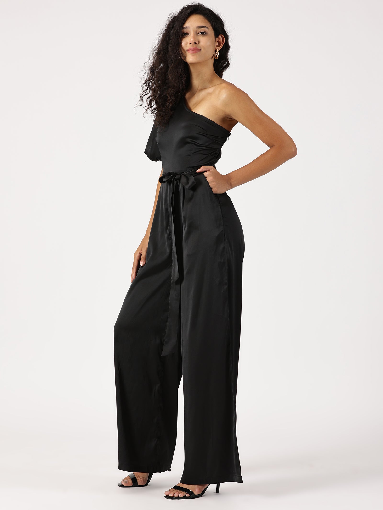 IS.U Black One Shoulder Jumpsuit